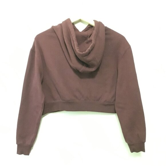 Soft Burgundy Cropped Pullover Hoodie - Picture 4 of 15